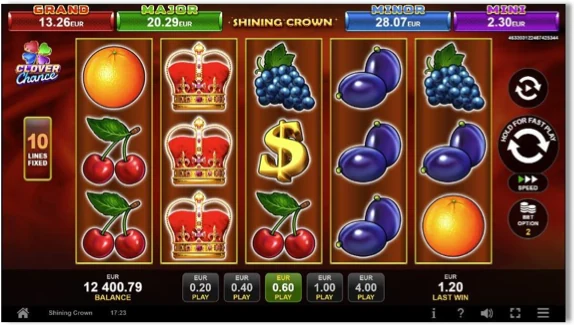 Shining Crown EGT Digital con i quattro contatori Clover Chance