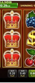 Simbolo corona Wild espanso su un rullo di Shining Crown